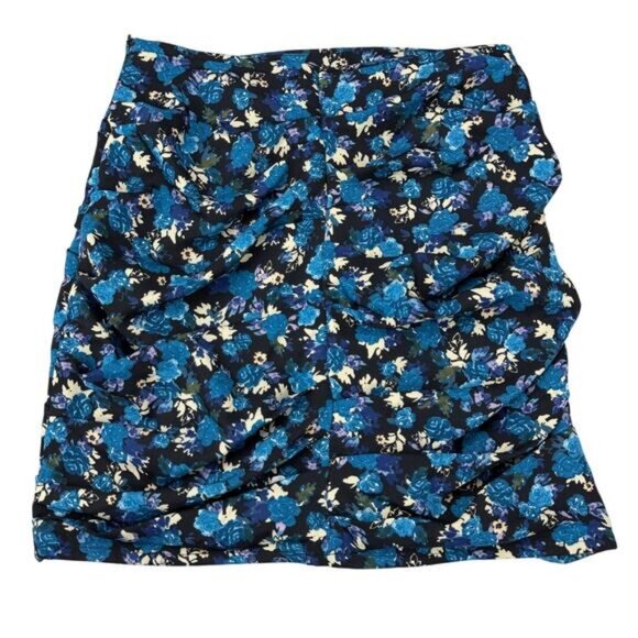 Zara Ruched Blue Floral Print Mini Skirt Womens Size XS - Picture 8 of 8